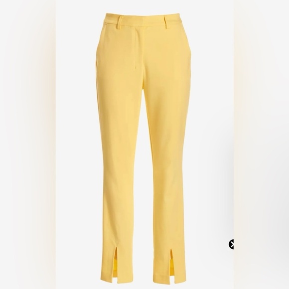 Boston Proper Pants - Boston Proper Modern Slim Straight Leg Slit Front Lemon Drop Pant Trousers
